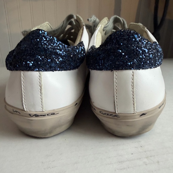 Golden Goose Hi Star Platform White & Navy Shoes - Picture 6 of 10